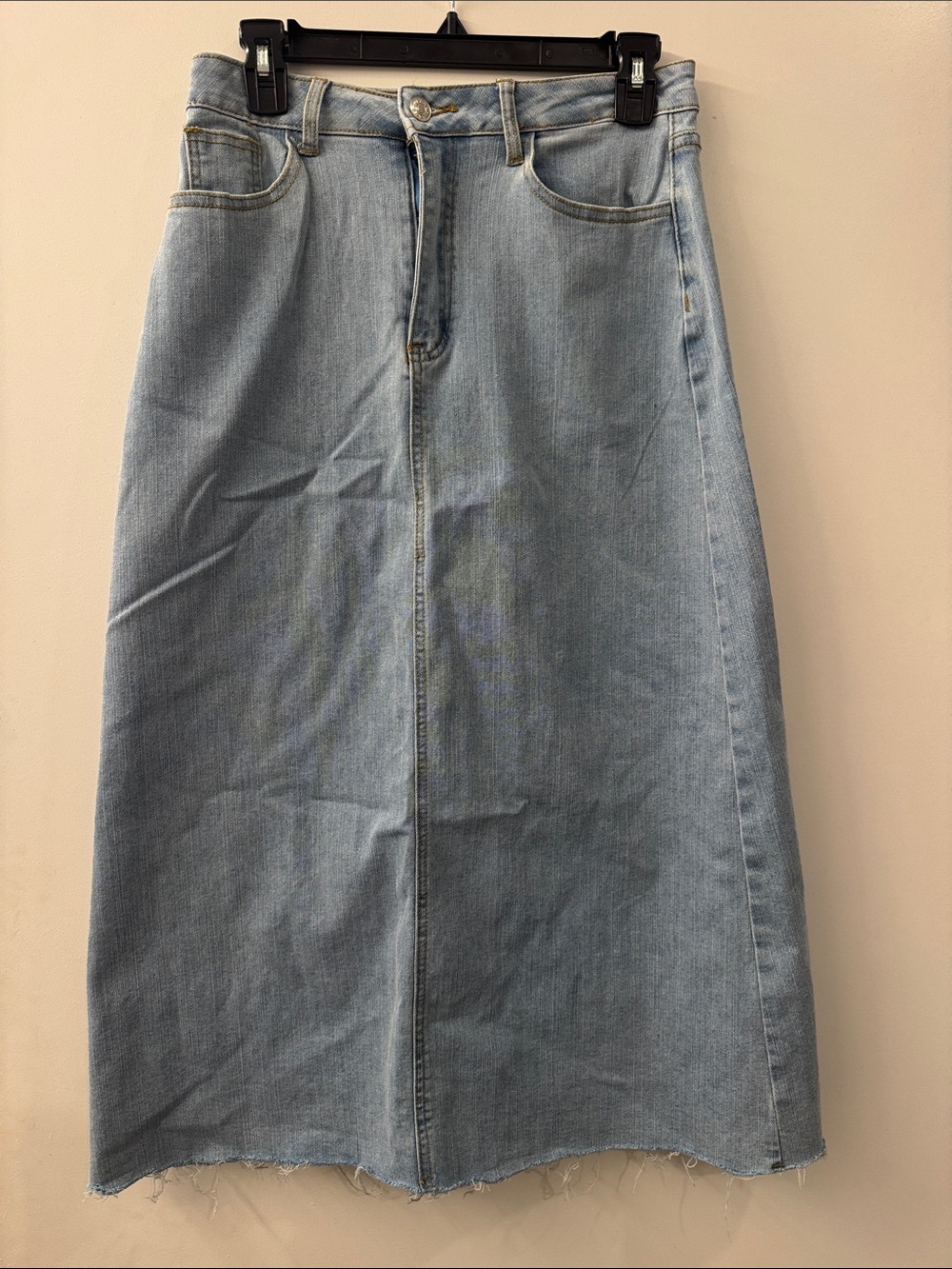 Light Blue Denim Maxi Skirt - Casual A-Line